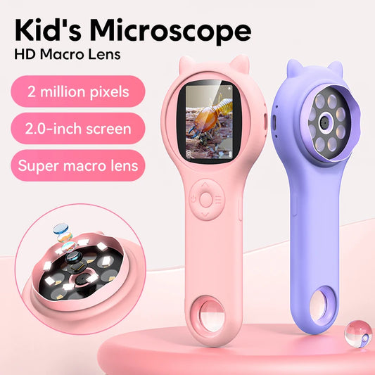 Mini Children's Electronic Microscope With Silicone Case Photo And Video Function 500x USB Charging Kids Educational Toys